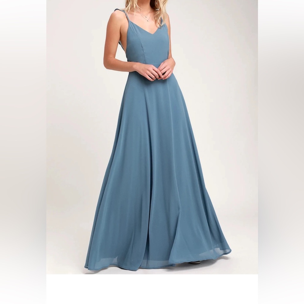Lulus Meteoric Rise Slate Blue Dress Size XL NWT Maxi Dress
